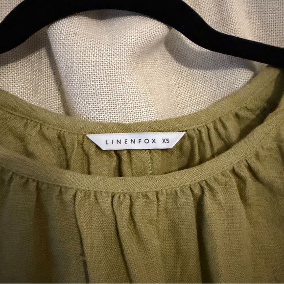 Linenfox Olive Green Agata Linen Dress - Picture 5 of 6